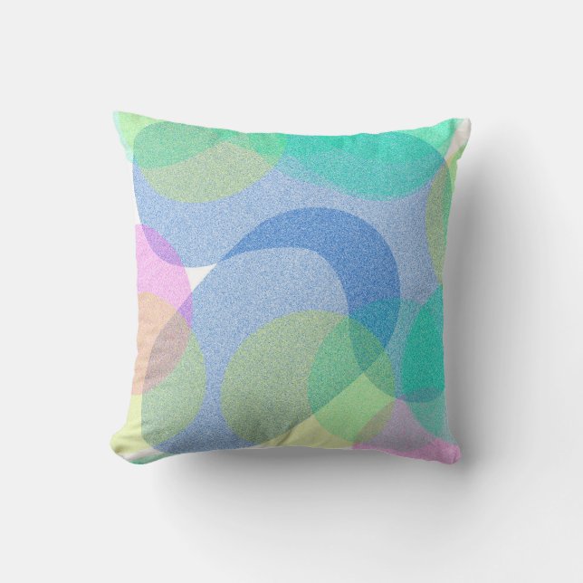 Almofada Círculos de Abstrato de Turquesa Pálida Pastel (Frente)