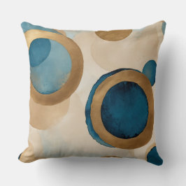 Almofada Círculos de cobre e bege, revestidos de cor azul-l