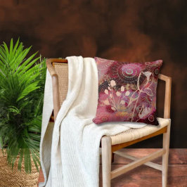 Almofada Círculos de ouro vermelho com flores