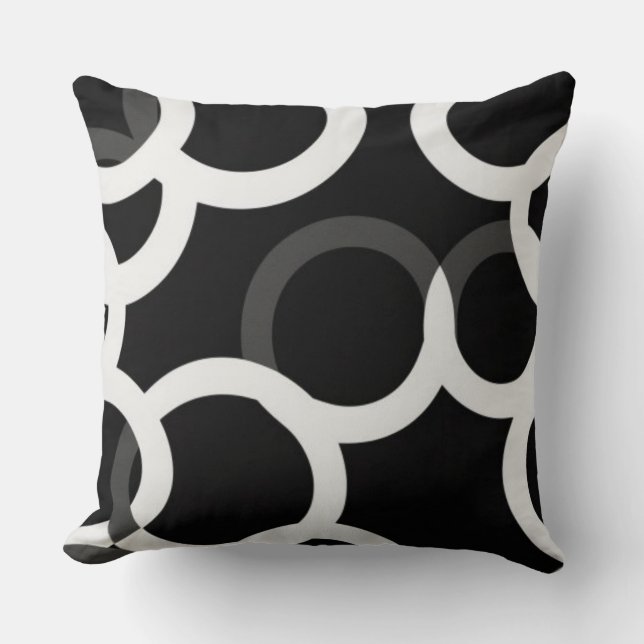 Almofada Círculos Infinitos Preto/Branco|Travesseiro decora (Frente)