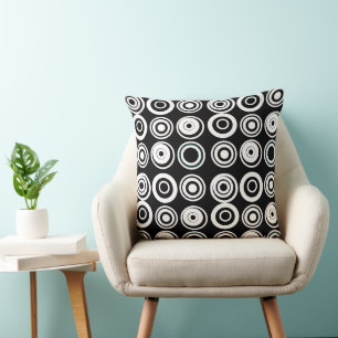 Almofada Círculos Retro Branco Preto