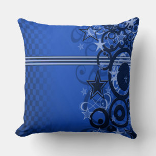 Almofada Círculos retros & travesseiro decorativo do azul