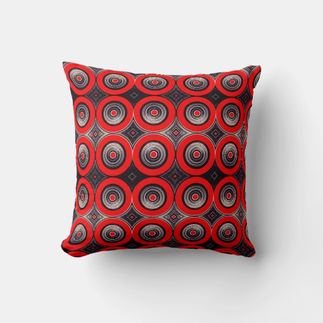 Almofada Circulos  Rojos y Negros - Throw Pillow (Frente)