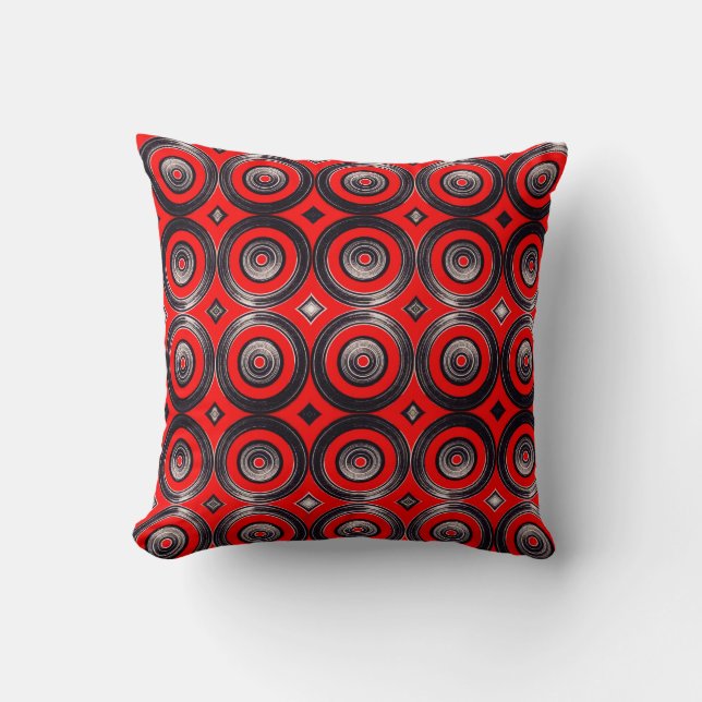 Almofada Circulos  Rojos y Negros - Throw Pillow (Frente)