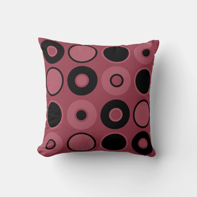 Almofada Círculos Rosa e Preto (Frente)