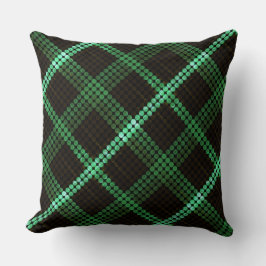 Almofada Círculos verdes rasgados, quadrados alinhados