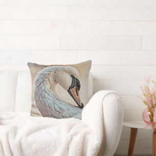 Almofada *~* Cisne Branco SC1 Penas Detalhadas