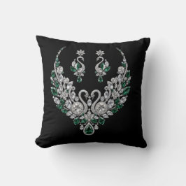 Almofada Cisnes de Cristal Esmeralda | Joias de Luxo