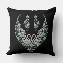 Almofada Cisnes de Cristal Esmeralda | Joias de Luxo
