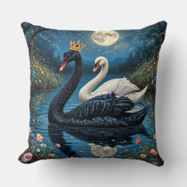Almofada Cisnes Majestosos Sob o Céu ao Luar