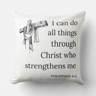 Almofada Citação de Bíblia Philippians 4:13 Scripture KJV