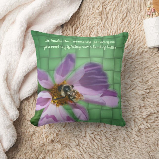 Almofada Citação de Bondade Abelha na Flor Inspiradora  (Cobertor)