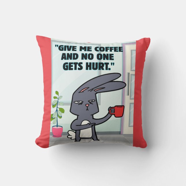 Almofada citação de café coelho (Frente)