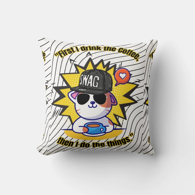 Almofada citação de café de gatos (Frente)