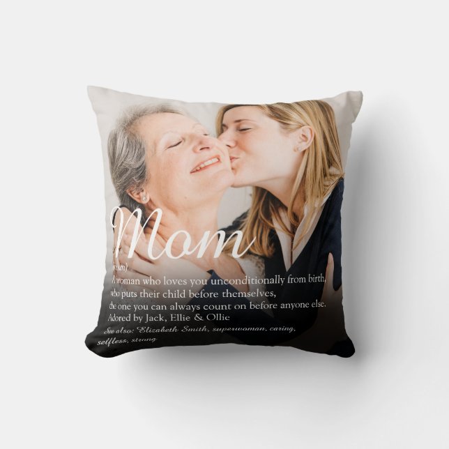 Almofada Citação de Definição de Mãe Foto de Letra Elegante (Frente)