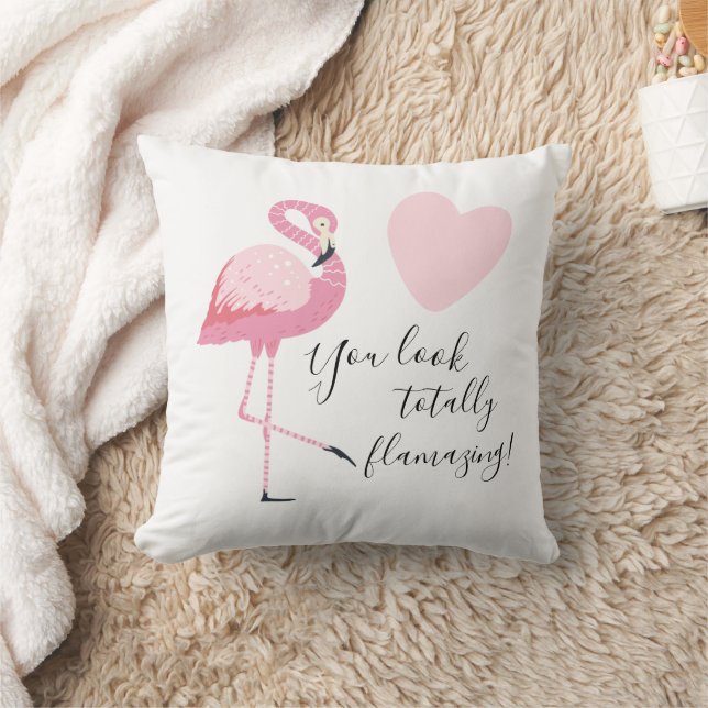Almofada Citação de Flamingo Fofa Totalmente Flamativa Rosa (Cobertor)
