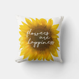 Almofada Citação do girassol "flores são felicidade"