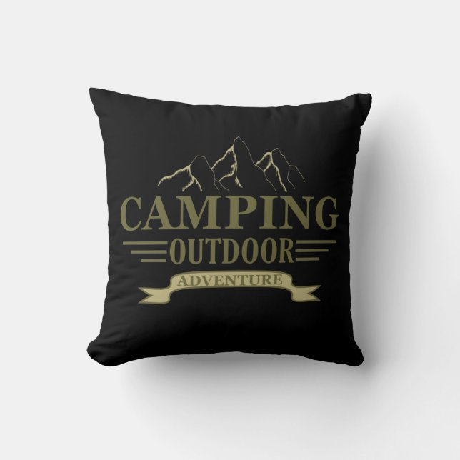 Almofada Citação engraçada de camping em trailer (Frente)