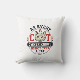 Almofada Citação engraçada de dono de gato, design de gravu