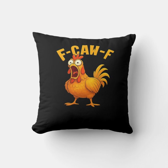 Almofada Citação engraçada essencial de frango F-Caw-F (Frente)