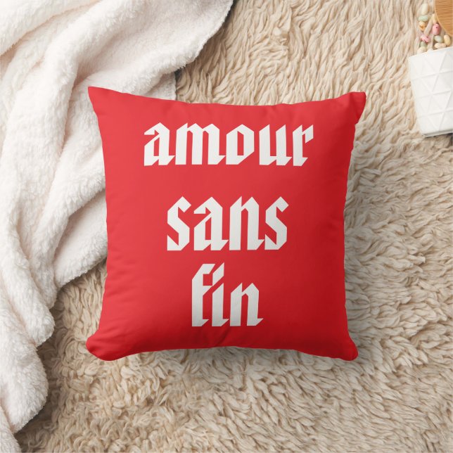 Almofada Citação Francesa Personalizada Amour Sans Fin (Amo (Cobertor)