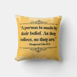 Almofada Citação Mínimalista Bhagavad Gita, Ouro inspirada