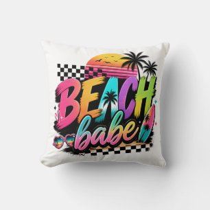 Almofada Citação Retro Beach Babe Vibrações Tropicais Color