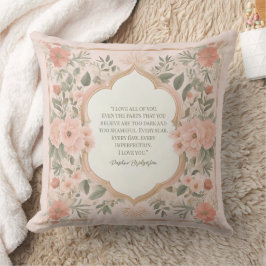 Almofada Citação Romântica Floral Boho Rosa