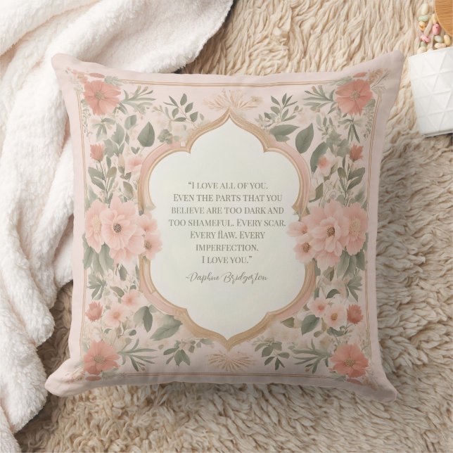 Almofada Citação Romântica Floral Boho Rosa (Cobertor)