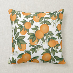 Almofada Citrus Laranja Botânicos Pintados Pela Mão Doce