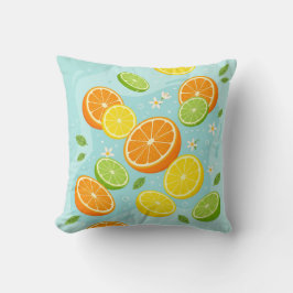 Almofada Citrus Slices Lemon Lime Orange Throw Pillow