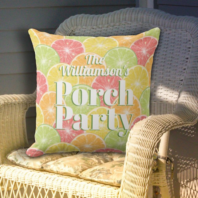 Almofada Citrus Slices Porch Party Outdoor Travesseiro (Citrus Slices Porch Party Outdoor Pillow - 2 sizes)