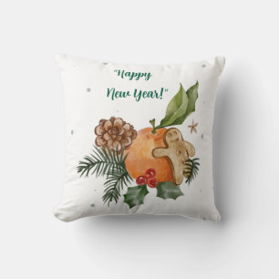 Almofada "Citrus & Sweets Watercolor de ano novo"