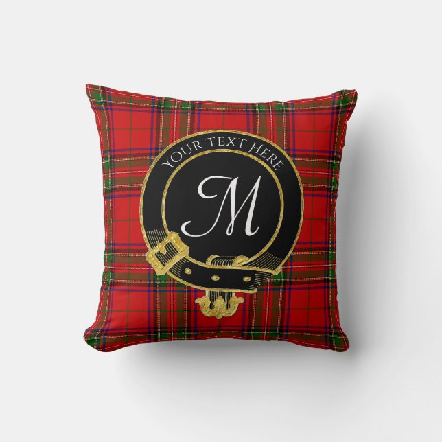 Almofada Clã Escocês Crest Tartan Monogramo (Frente)