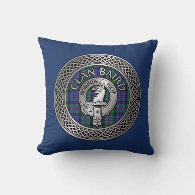 Almofada Clan Baird Crest & Tartan Knot (Frente)