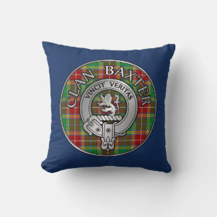 Almofada Clan Baxter Crest & Tartan