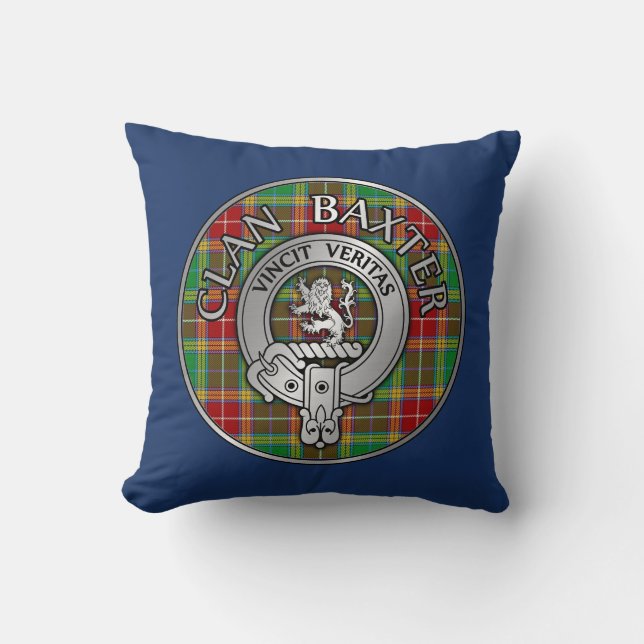 Almofada Clan Baxter Crest & Tartan (Frente)