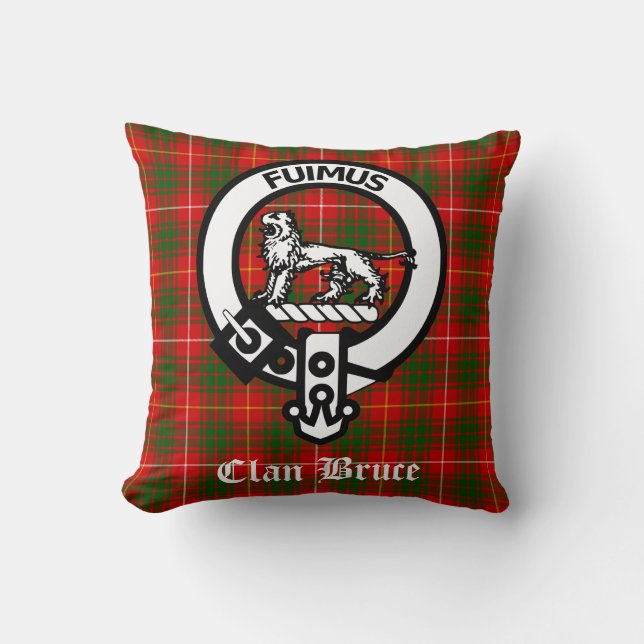 Almofada Clan Bruce Crest Crachá e Tartan (Frente)