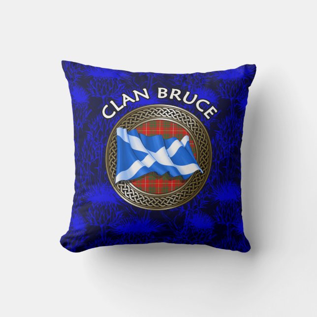 Almofada Clan Bruce Tartan Knot & Flag (Frente)