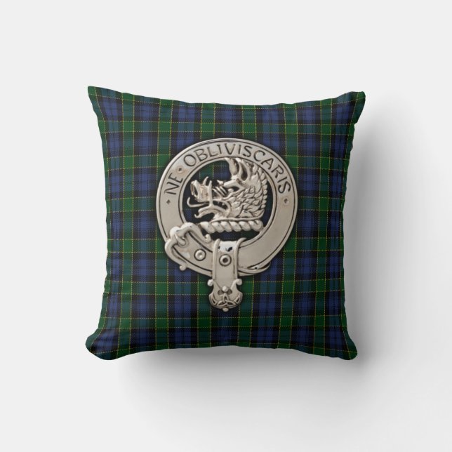 Almofada Clan Campbell Crest & Breadalbane Tartan (Frente)