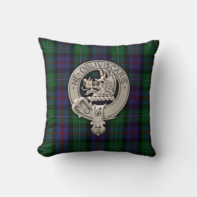 Almofada Clan Campbell Crest & Cawdor Tartan (Frente)