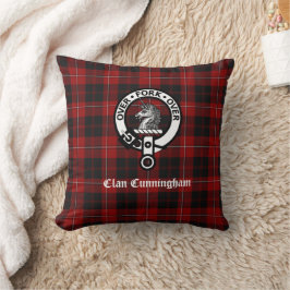 Almofada Clan Cunningham Crest Crachá e Tartan