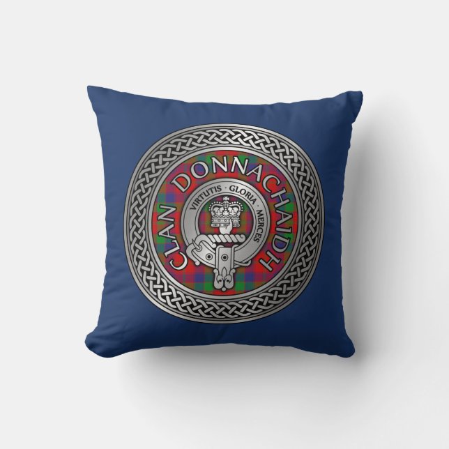 Almofada Clan Donnachaidh | Robertson Crest & Tartan Knot (Frente)