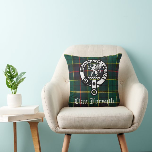 Almofada Clan Forsyth Crest Crachá e Tartan (Cadeira)