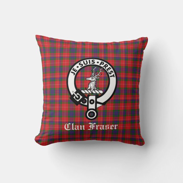 Almofada Clan Fraser Crest Crachá & Tartan (Frente)