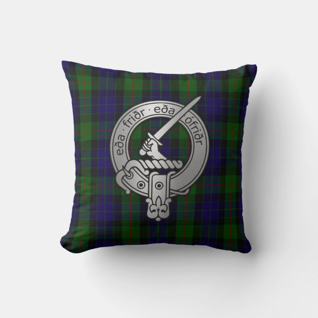 Almofada Clan Gunn Crest & Tartan - Antigos Norse (Frente)