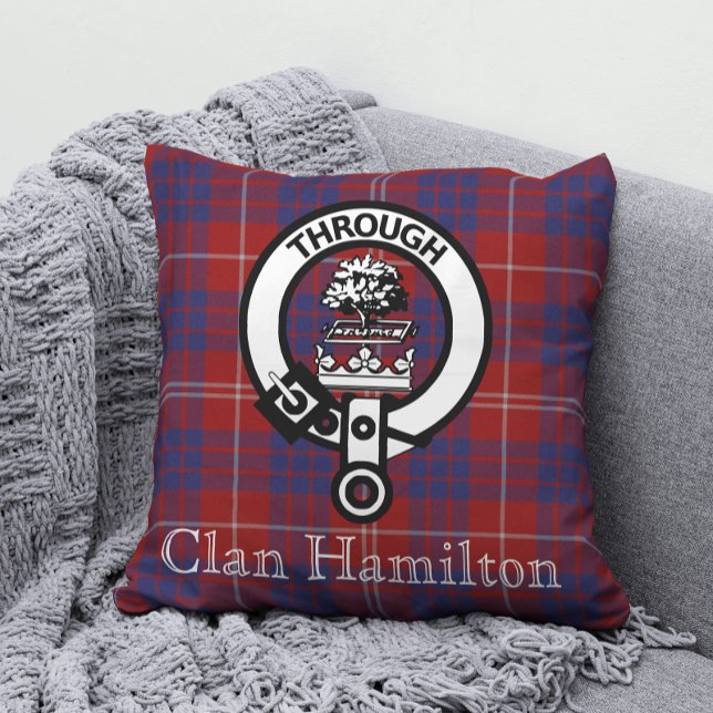 Almofada Clan Hamilton Crest e Tartan (Criador carregado)