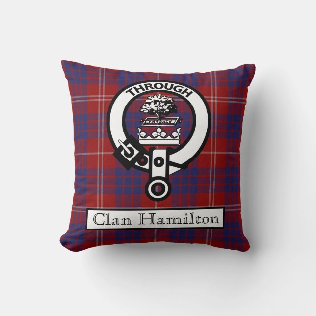 Almofada Clan Hamilton Crest e Tartan II (Frente)