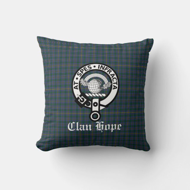 Almofada Clan Hope Crest Crachá & Tartan (Frente)