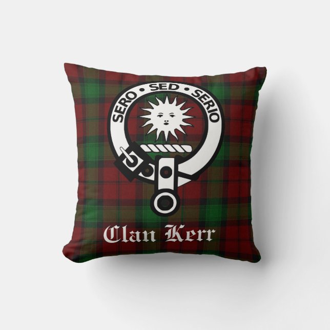 Almofada Clan Kerr Tartan e Crachá Crest (Frente)